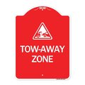 Signmission Designer Series Tow-Away Zone W/ Graphic, Red & White Aluminum Sign, 18" x 24", RW-1824-24411 A-DES-RW-1824-24411
